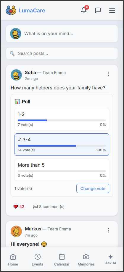 Comments, reactions, and a poll on a community post