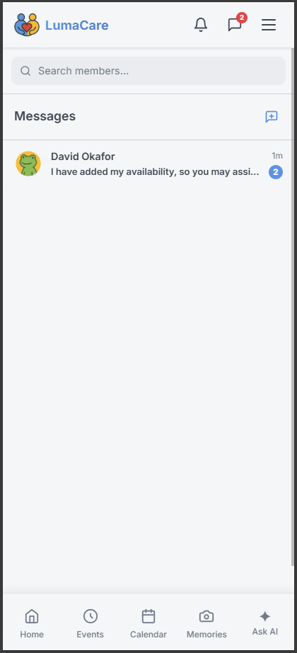 Real-time family chat with notifications across devices
