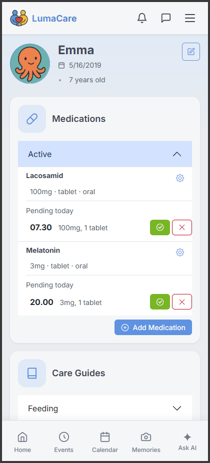 Confirming a scheduled dose from a push notification